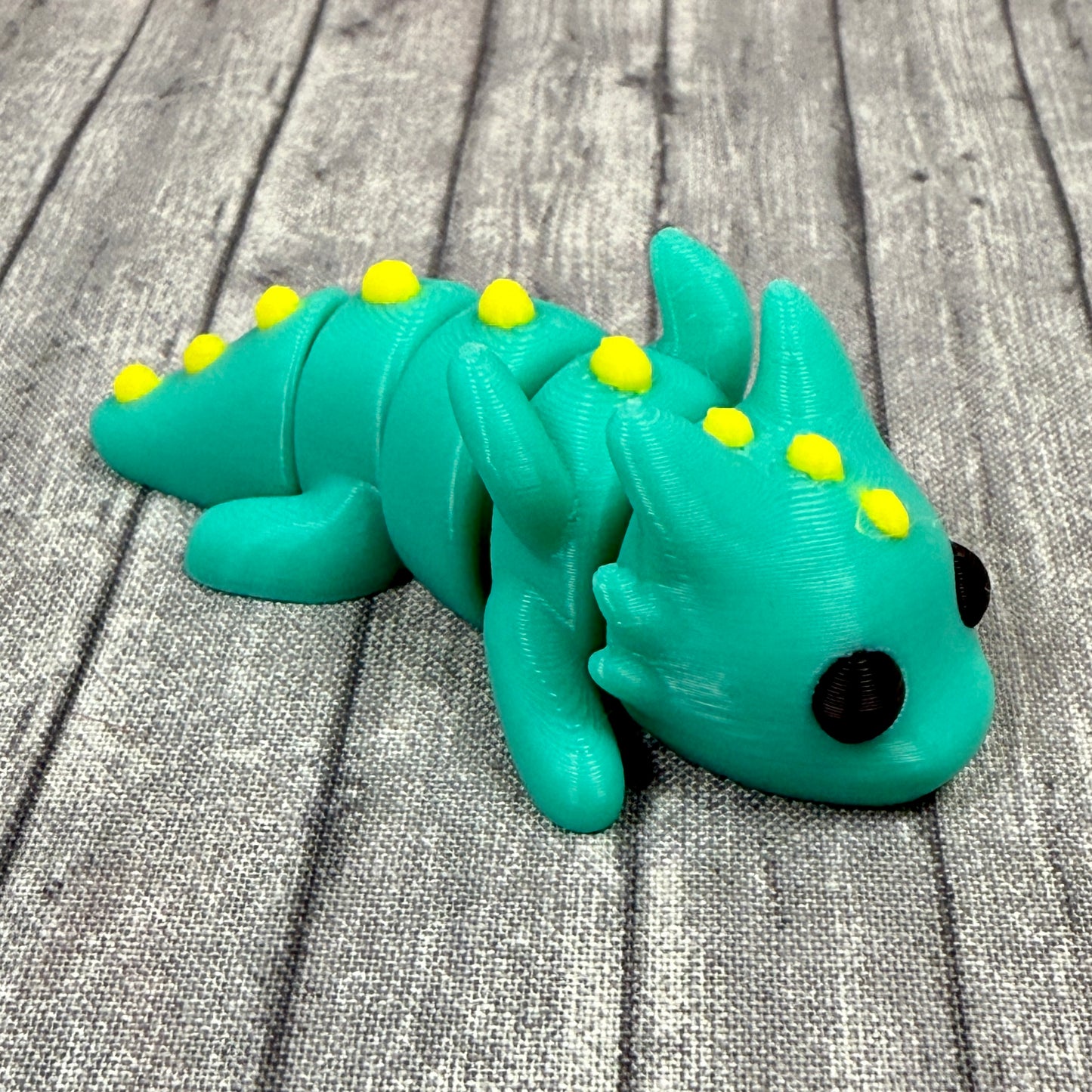 Disco Dragon Teal Yellow Top Side Two