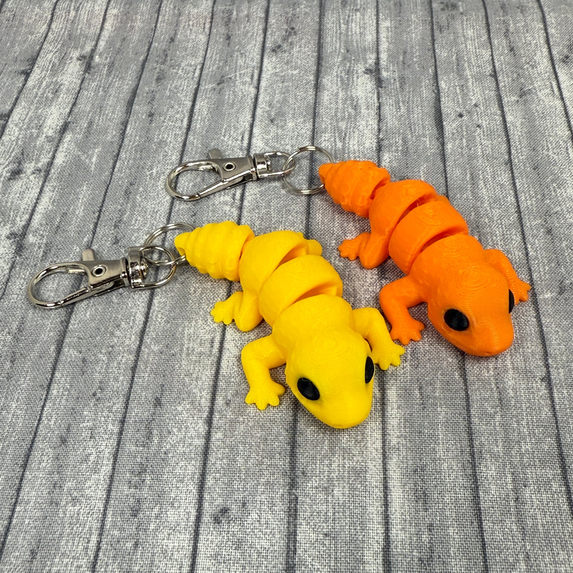 Gizmo and Gigi Gecko Orange Yellow Fidget Toy Keychain
