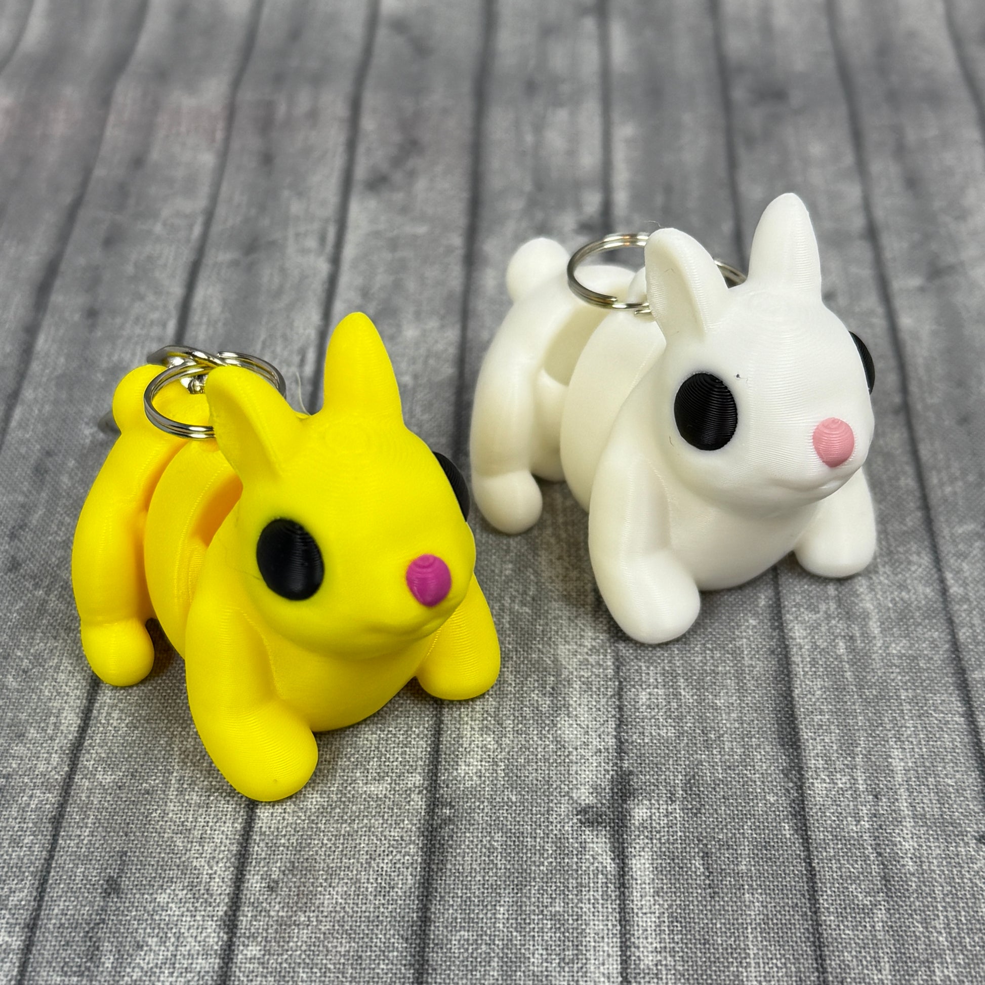 Rosie and Ralph Rabbit Fidget Toy Yellow White Keychain